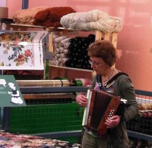 Heather Wastie seeks inspiration beside the Axminster loom